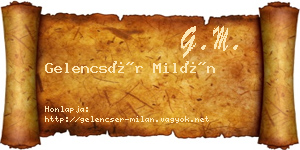Gelencsér Milán névjegykártya